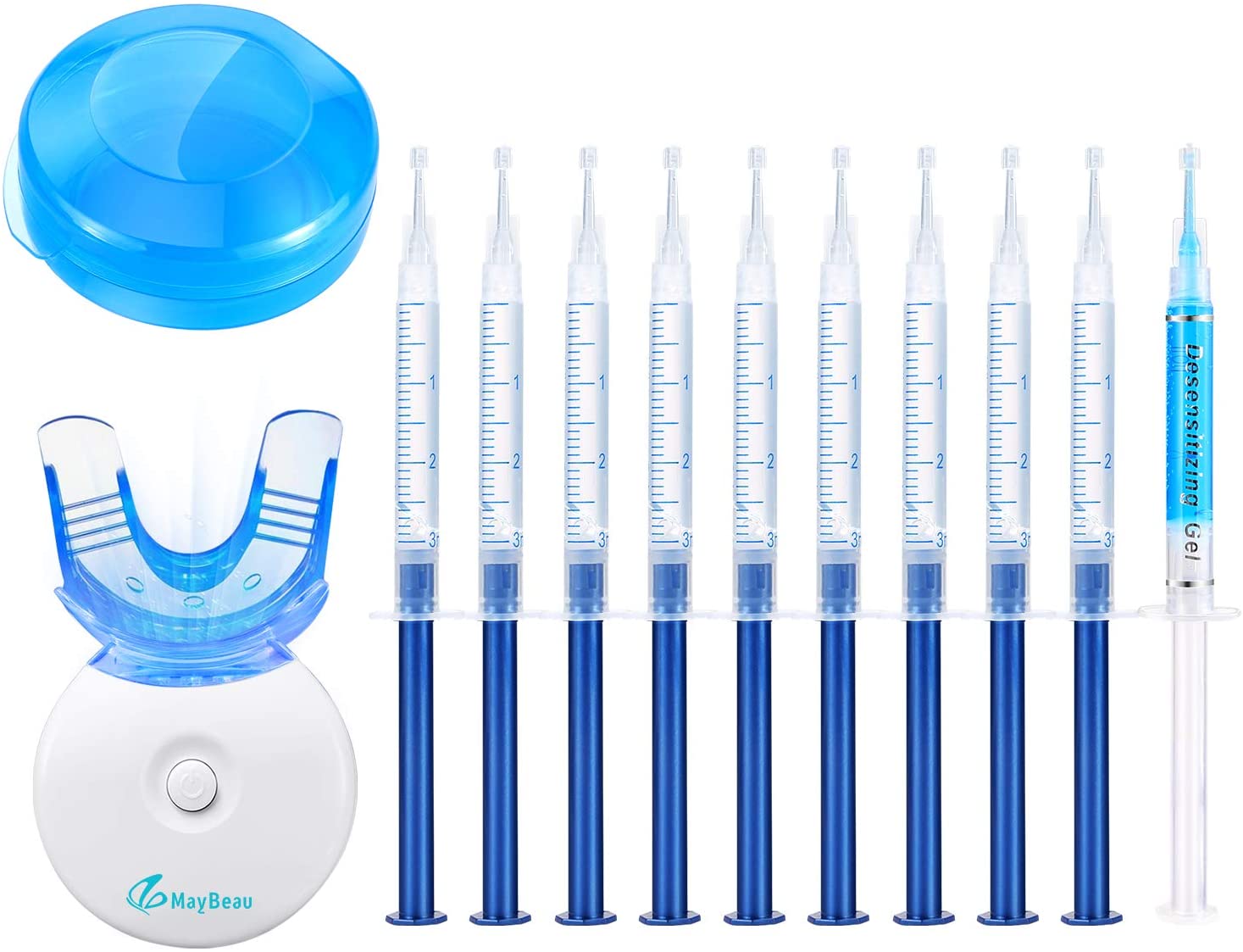 MayBeau Teeth Whitening kit with Red & Blue Led Light, 6ml Teeth