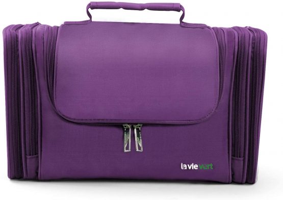 Lavievert Toiletry Bag/Makeup Organizer/Cosmetic Bag/Portable Travel Kit Organizer/Household Storage Pack/Bathroom Storage with Hanging for Business, Vacation, Household (Black)