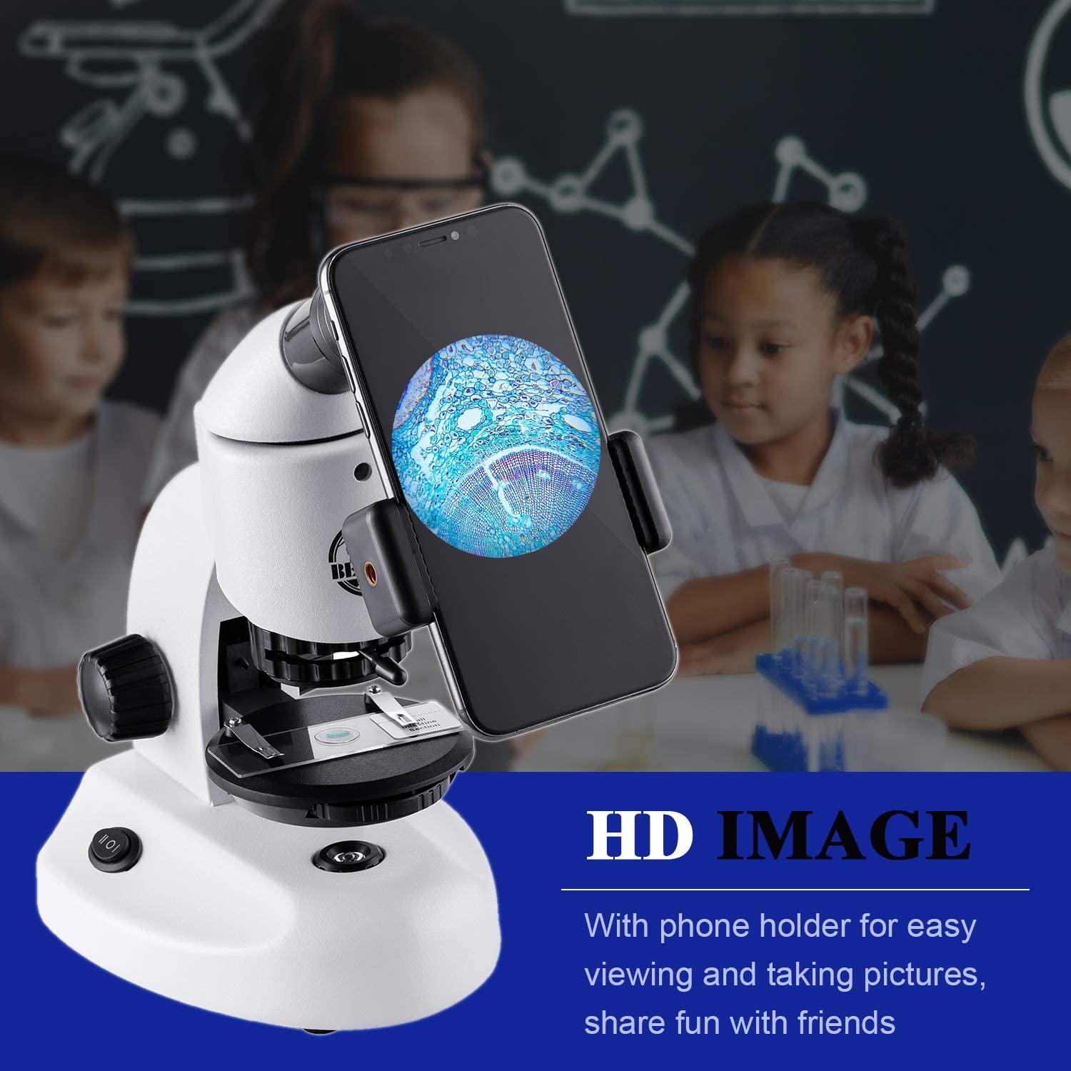 BEBANG Microscope for Kids and Student, Optics Glass Lens, DualLight