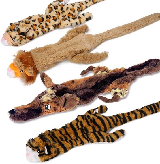 Newthinking Squeaky Dog Toys, 4 Pack No Stuffing Durable Plush Dog Squeaky Chew Toys Set for Puppy Small Medium Dogs Playing Making Fun