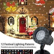 TEDD Christmas Projector Lights Waterproof Led Landscape Lamp 12 Replaceable Lens Christmas Decorations Moving Snowflake Spotlight Star Shower Indoor Outdoor for Xmas Party Garden House Home Wall