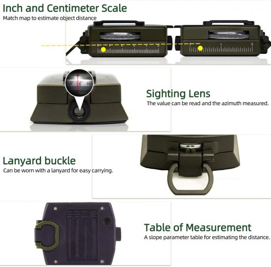 XCOZU Military Compass, Army Compass Waterproof Lensatic Compass Prismatic Compass Geology with Compass Pouch Lanyard and User Guide, Sighting Compass Navigation for Walking Hunting Hiking Camping - Image 3