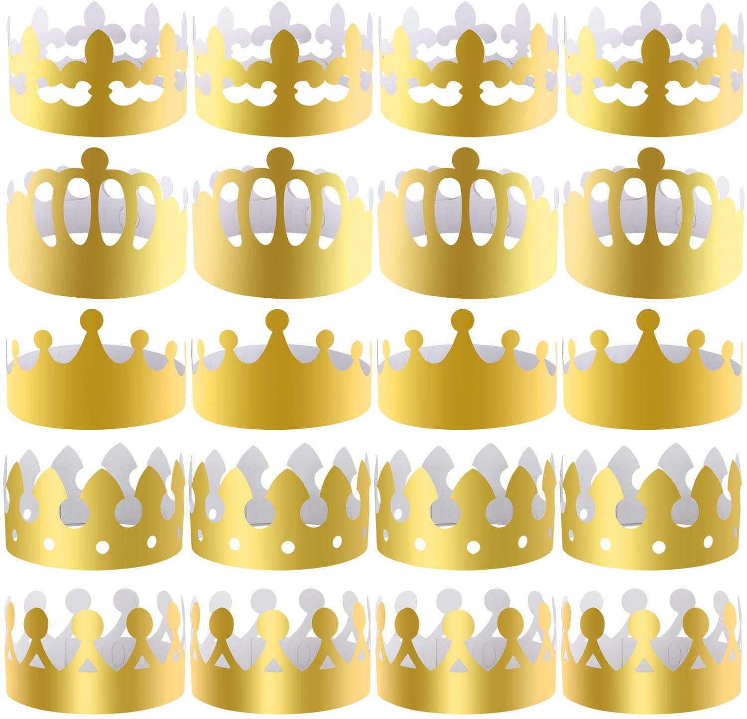 SIQUK 25 Pieces Paper Crowns Gold Party Crown Paper Hats Party King ...