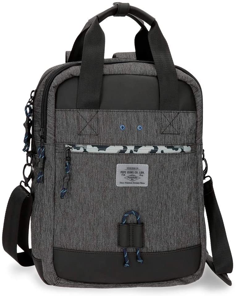 Pepe Jeans Raw Laptop backpack with shoulder strap Grey 32x42x12 cms Polyester 15,6" 16.13L, 42 cm