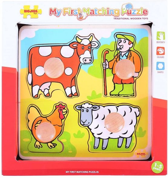 Bigjigs Toys Farm Animals Jigsaw Puzzle | Wooden Toys | Toddler Toys | Jigsaw Puzzles For Kids | Farm Toys | Puzzles For 3 Year Olds | Fine Motor Skills Toys | Jigsaw Board - Image 2