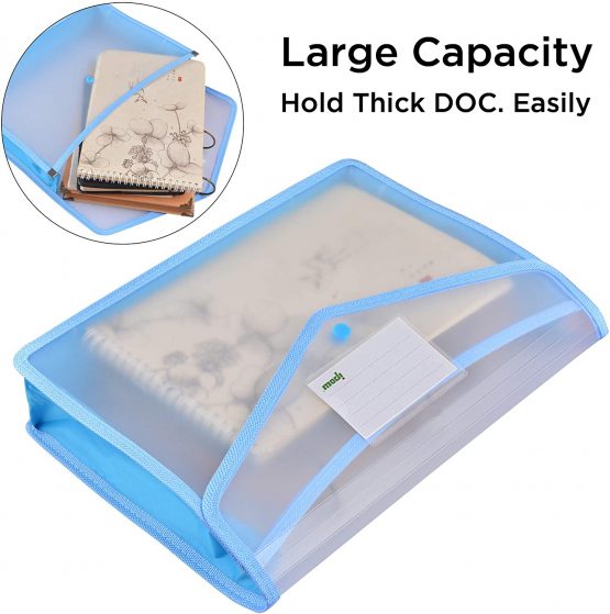 A4 Plastic Wallets, Ipow 6 Pcs Plastic Folders Document Files Folders Popper Wallet Envelope Pockets Large Capacity with Quick Snap Closure, Card Slot for Office Home School Travel - Image 2