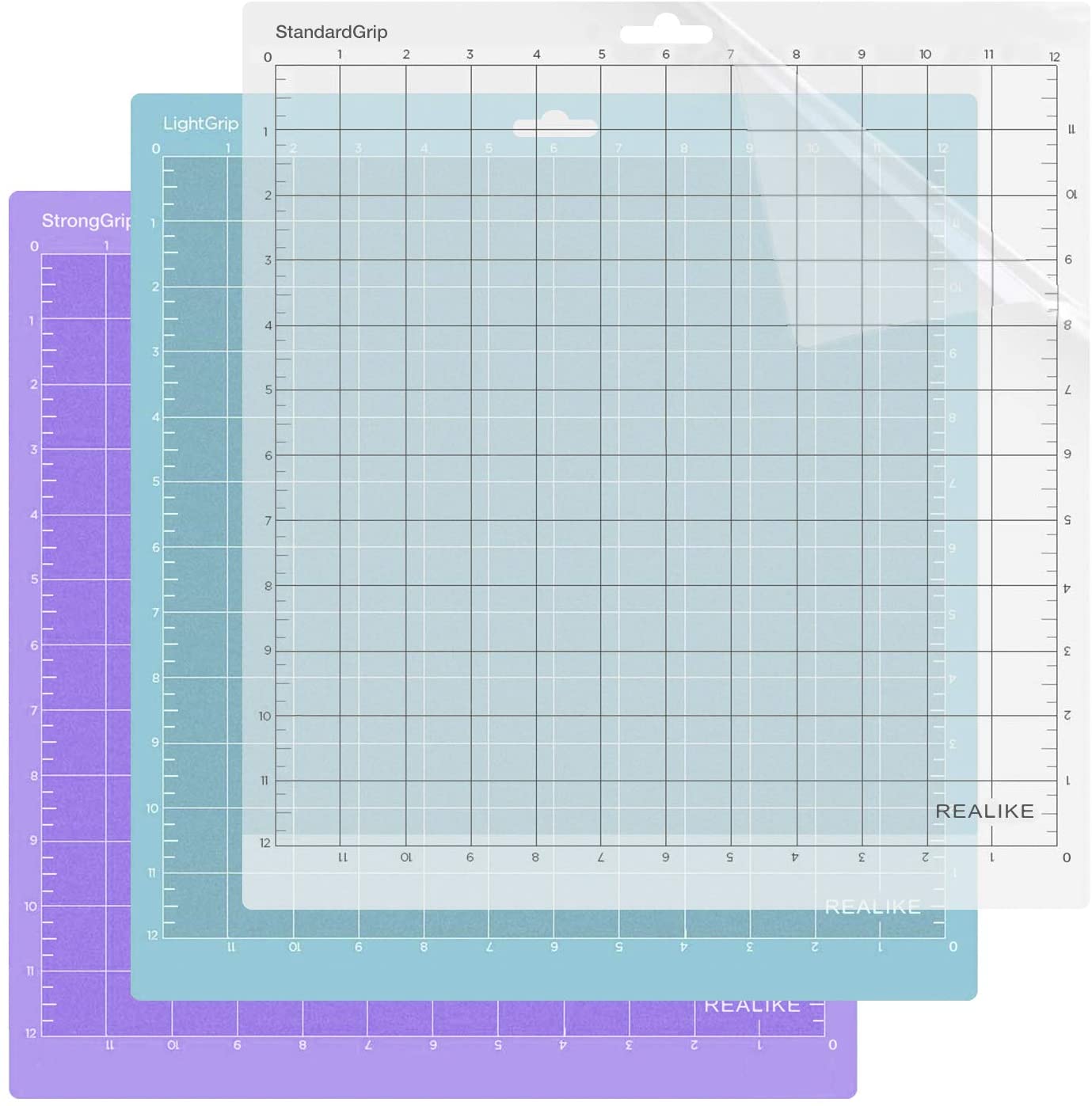 REALIKE Variety Cutting Mat for Cricut Explore Machine,Cricut Expression Machine Maker 30.48cmX30.48cm 12x12 inch Adhesive Sticky Cutting Mats 3Pack Replacement Vinyl Cutting mat for Craft Sewing