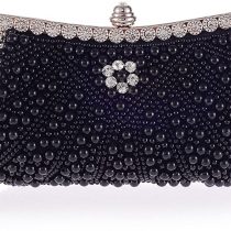 HONGCI Glitter Faux Pearl Beaded Rhinestone Women's Clutch Bag, Ladies Evening Bag Bridal Wedding Bag Handbag Prom Bag Purse