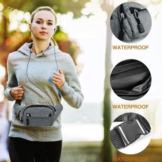 Gadom Bumbag Waist Bag, Waterproof 4 Zip Pockets Running Waist Pack Bag for Men Women, Adjustable Belt Waistpacks for Outdoors, Sport, Hiking, Travel - Image 4