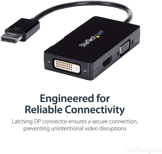 StarTech 3 in 1 DisplayPort Multi Video Adapter Converter - 1080p DP Laptop to HDMI VGA or DVI Monitor or Projector Display (DP2VGDVHD) - Image 3