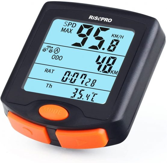 Wireless Bike Computer, RISEPRO® Waterproof Bike Cycle Computer 4 Line LCD Backlight Display for Tracking Riding Speed and Distance, Waterproof Bike Computer YT-813 - Image 2