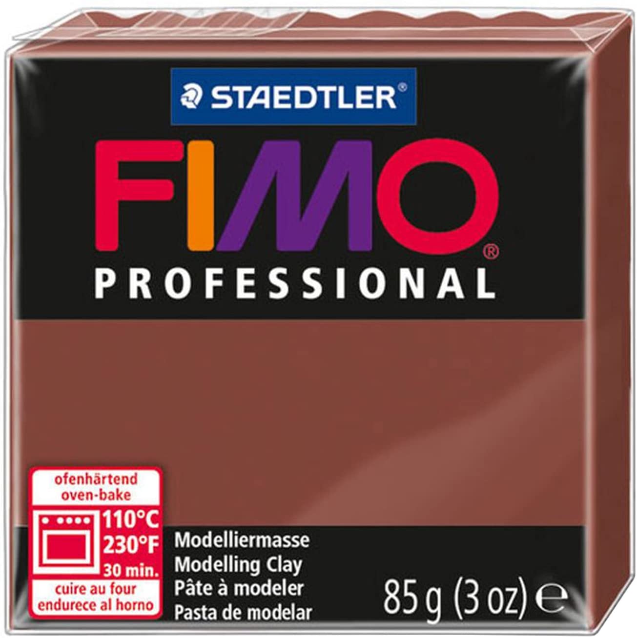 STAEDTLER 8004-77 FIMO Professional Oven-Hardening Polymer Modelling Clay, 85g - Chocolate (Single Block)