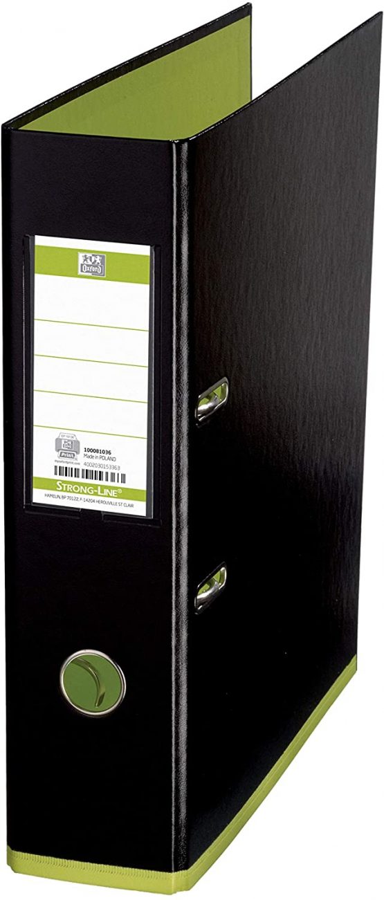 Elba A4+ MyColour Lever Arch File, 80 mm Spine, Black/Lime (1 Folder), Pack of 1 100081036