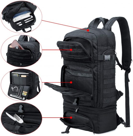 BERTASCHE Mens Backpack Tactical Laptop Bag w/Lunch Pouch for Police Weekend Work School Army Assault MOLLE Rucksack - Image 4