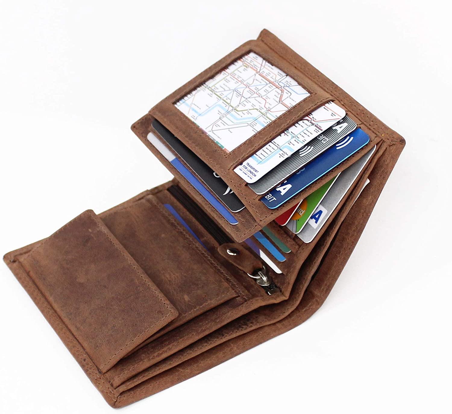 STARHIDE Wallets Mens RFID Blocking Real Distrssed Hunter Leather Gents Wallet with 2 ID Windows - Image 2