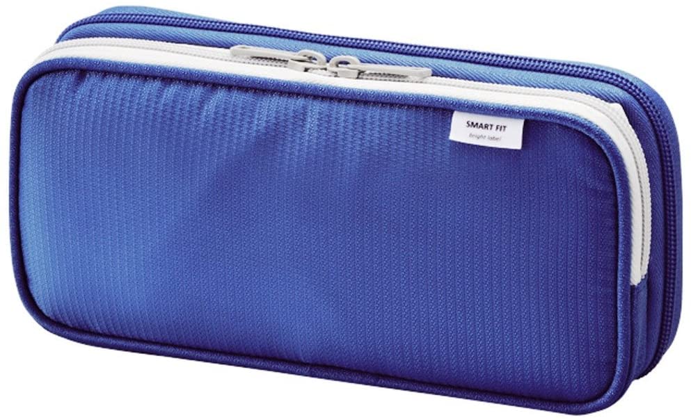 LIHITLAB Double Pen Case, Large, 4.1 x 8.7, Blue (A7661-8)