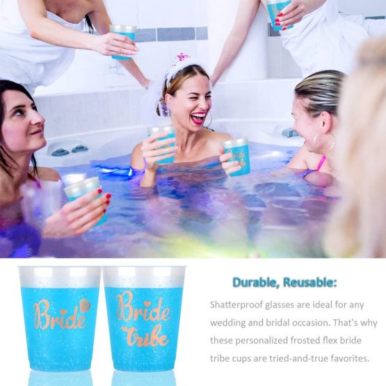 AniSqui 16 Count Bachelorette Party Bride Tribe Cups, Rose Gold Bridal Shower Cups w/2 Bride Cups Perfect for Engagement Party, Bridal Shower, Bachelorette Party, Henna Party Cups (16Oz, 450ml) - Image 2
