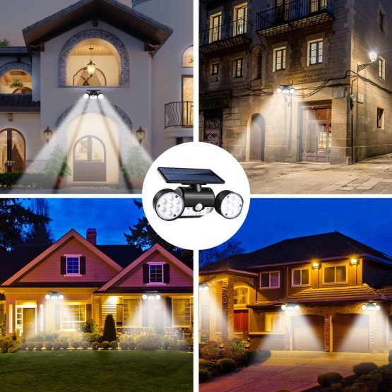 Solar Lights LED Solar Security Lights Outdoor Wall Lights with Motion Sensor 360°Adjustable Dual Head Spotlights IP65 Waterproof Solar Powered Security Lights Front Door Patio Yard Lawn Garden Light - Image 2