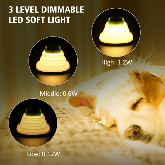 Collapsible LED Lantern Camping Light Warm White Waterproof Solar USB Rechargeable 3 Dimming Modes Flashlight for Home Camp Hiking Fishing Emergencies - Image 4