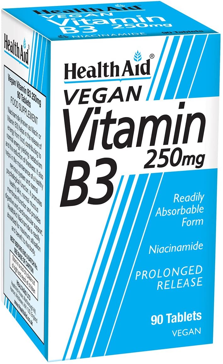 HealthAid Vitamin B3 (Niacinamide) 250mg - Prolong Release - 90 Tablets