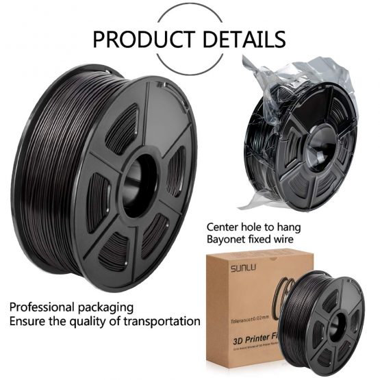 ABS Filament 1.75mm for 3D Printing, SUNLU ABS Filament Black 1.75 +/- 0.02 mm, 1KG/Spool for FDM 3D Printer - Image 4