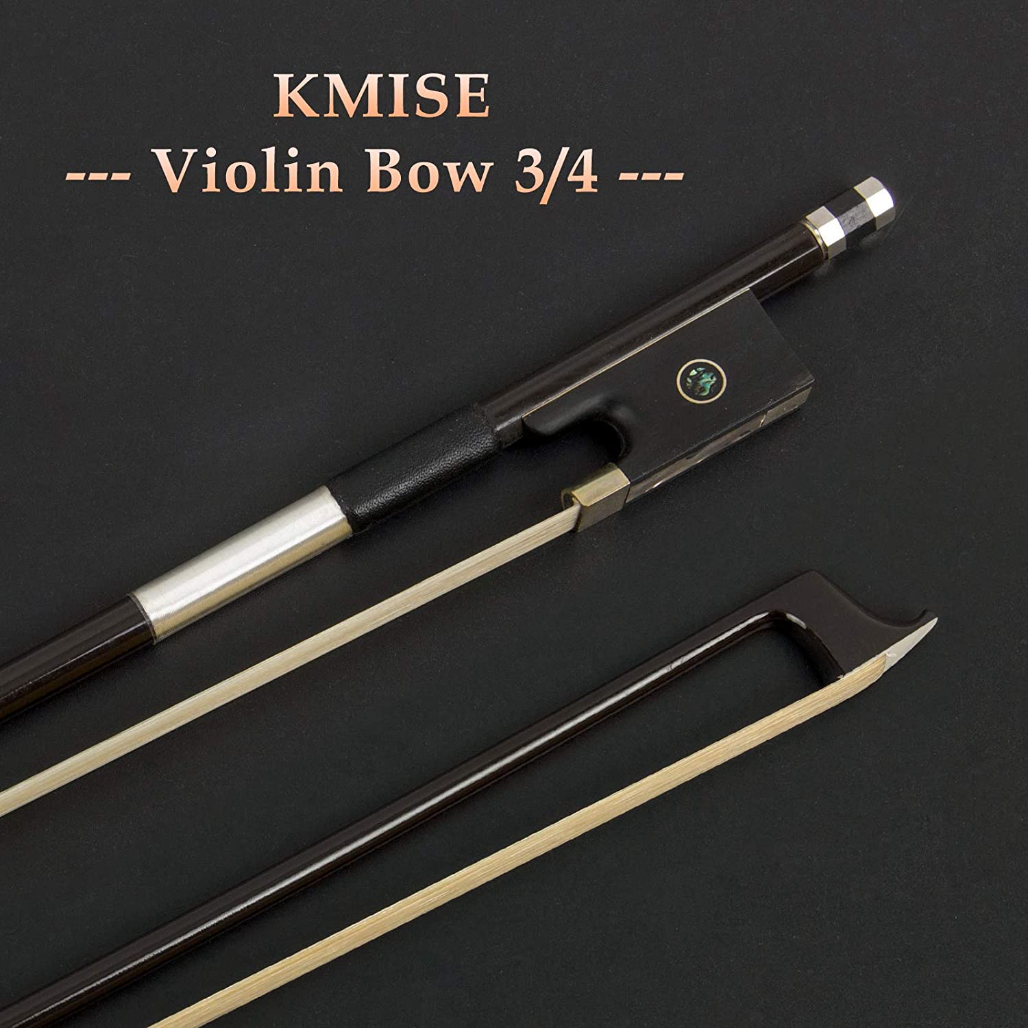 Kmise Violin Bow 3/4 Brown Carbon Fibre Violin Bows with Mongolian Horse Hair Abalone Shell Inlay Frog - Image 2