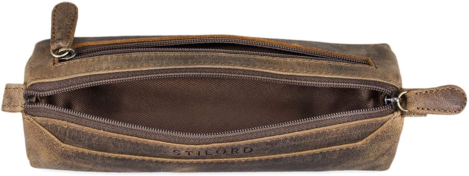 "Jim" Leather Pencil Case Vintage, Middle Brown - Image 4