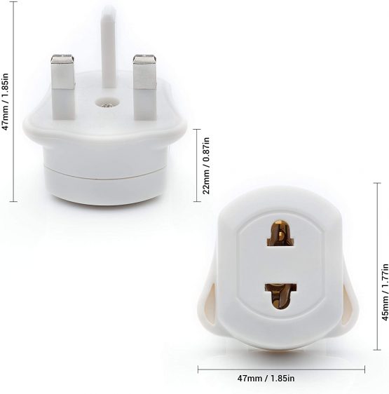 Travel Adapter Plug EU TO UK, White Plug For Shaver/Toothbrush - Image 3