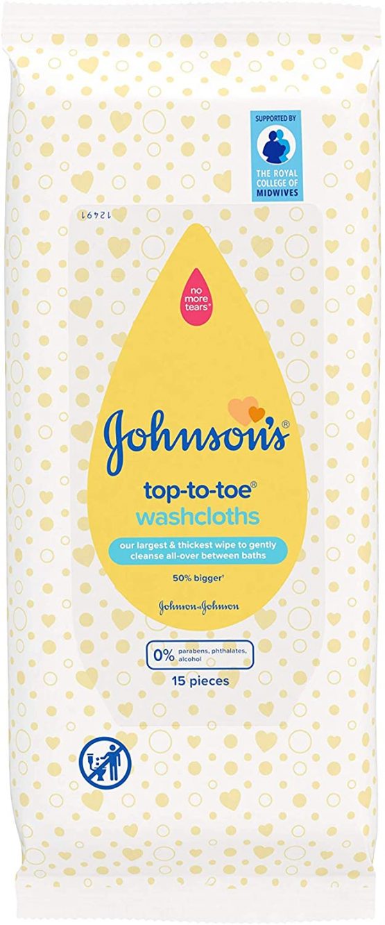 JOHNSON’S Baby TopToToe Washcloths 15 pieces Premoistened
