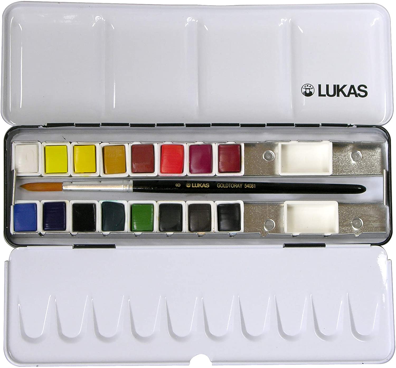 LUKAS Studio Aquarell Set, 16 x Half Pans in Assorted Colours, With Brush, For Entry-Level Professional & Student Watercolour Artists - Image 3