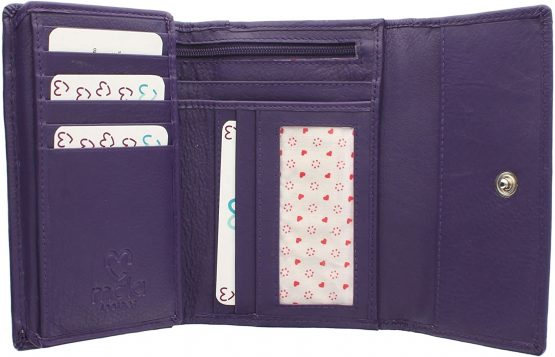 Mala Leather LUCY Collection Soft Leather Tri Fold Purse with RFID Protection 3235_30 Purple - Image 2