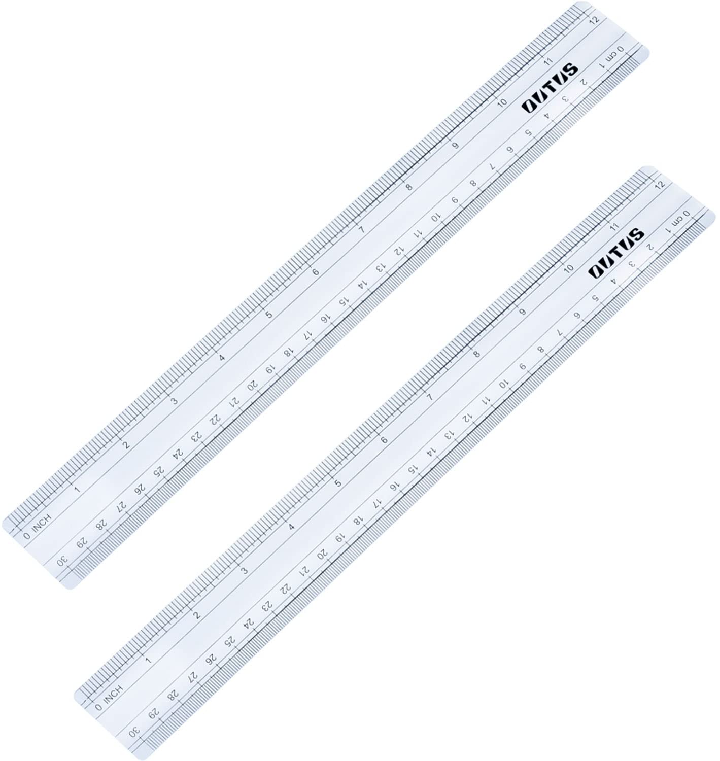 2 Pack Plastic Ruler Straight Ruler Measuring Tool 12 Inches (Clear, 31 ...
