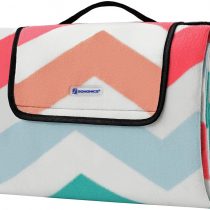 SONGMICS Picnic Blanket, 150 x 200 cm, Outdoor Beach Blanket for Camping, Park, Yard, with Waterproof Backing, Foldable, Red Wave Pattern GCM07KW