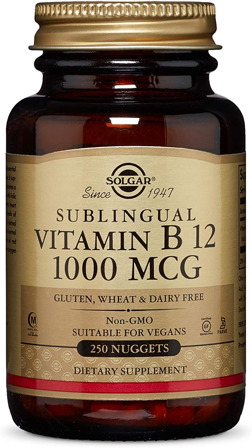 Solgar Vitamin B12 1000 µg Sublingual Chewable Nuggets - Pack of 250 - Reduces Fatigue and Supports Energy Release - Vegan