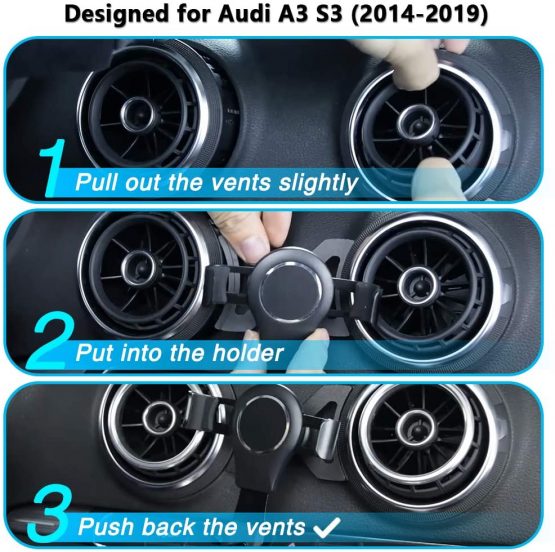 AYADA Phone Holder for A3 8V, Phone Mount Cell Phone Holder Gravity Auto Lock Aluminum Alloy Stable Easy to Install S3 Sportback Hatchback Cabriolet 2013 2014 2015 2016 2017 2018 2019 Accessories - Image 2
