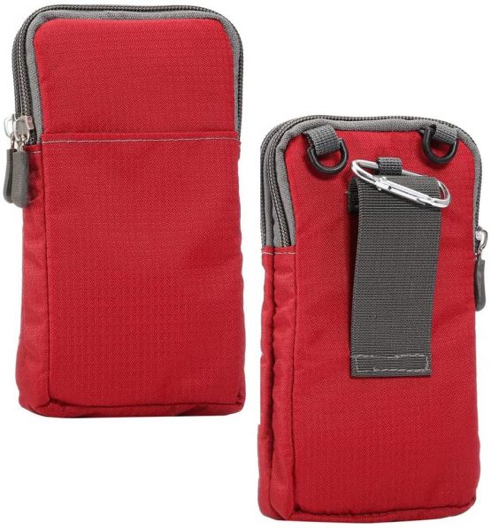 Cell Phone Belt Clip Pouch Crossbody Bag, 6.0" Mini Wrist Handbag Case Outdoor Sport Phone Cross Body Shoulder Messenger Bag Pockets with Zipper Waist Wallet Purse Holster with Locking Carabiner Hook