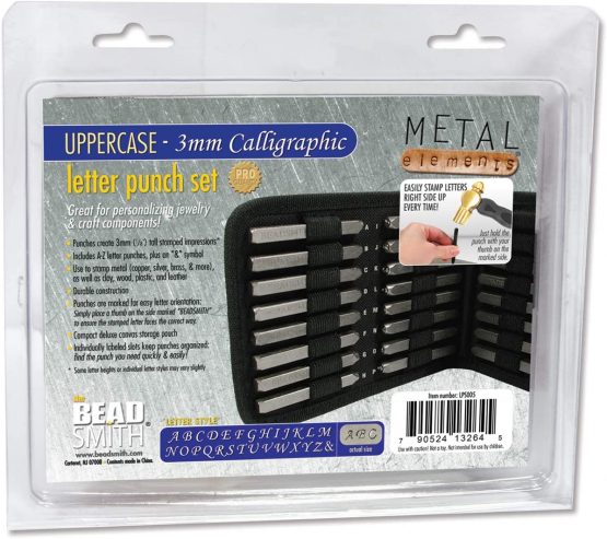 Beadsmith Alphabet Punch Set with Case 27/Pkg Calligraphic 3mm 0.125-inch Uppercase Letters, Acrylic, Multicoloured, 1.1 x 6.4 x 7.03 cm