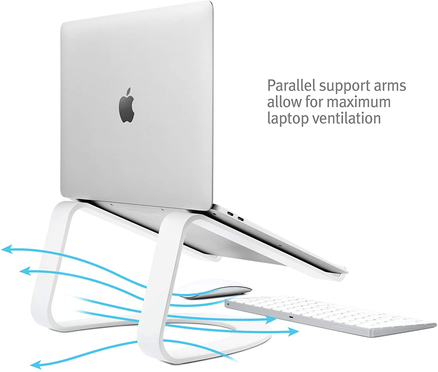 Twelve South Curve Laptop Stand, MacBook Stand - Ergonomic Aluminum Laptop Holder for Apple Dell, HP, Lenovo, Fits 11" to 17", White - Image 2