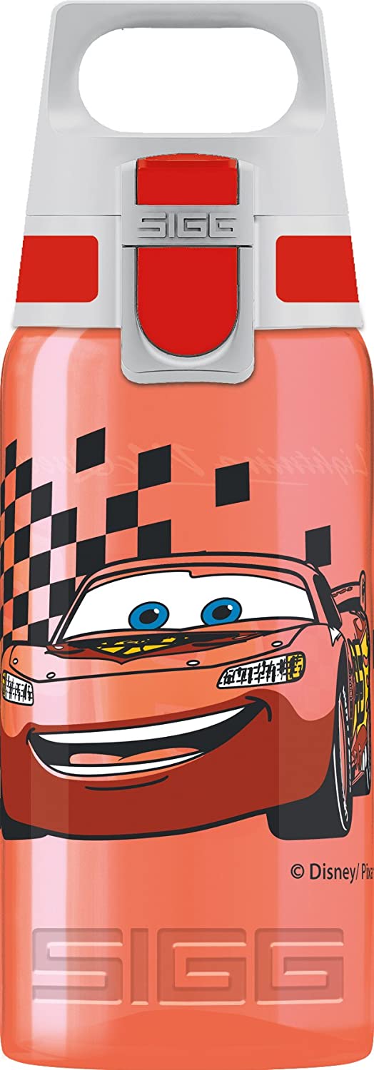 Sigg, Sports Water Bottle For Kids, Viva One Cars (Disney), Suitable For Carbonated Drinks, Leak-Proof, Dishwasher Safe