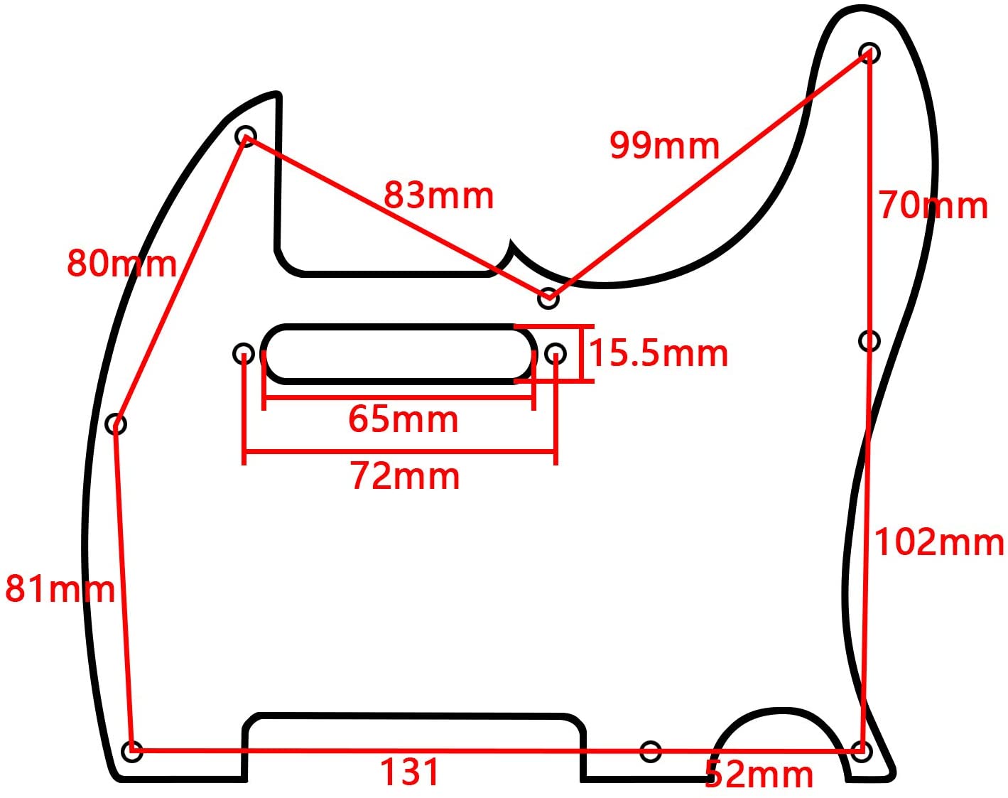 Unxuey 8 Hole Electric Guitar Pickguard Telecaster Scratch Plate for TL Electric Guitar Part 3 Ply Black - Image 2