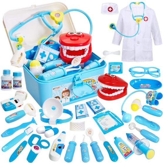 BUYGER Kids Doctors Set Case for Kids Educational Toys for 3 Year Old Boys Medical Play Fancy Dress Up Clothes for Boys, Girls