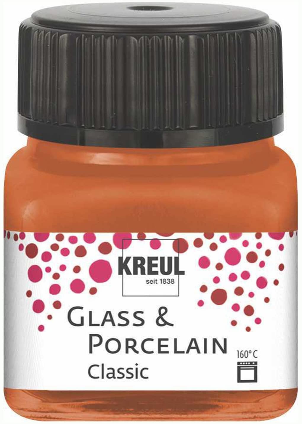 Kreul Glass & Porcelain Classic Metallic Copper, 16248 in 20 ml Glass, Brilliant Glass and Porcelain Paint, Water-based