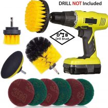 Drill Brush for Cleaning Attachment Set 10 pieces with Power Scrubber Nylon Brush,Pads connector,Scrub Pads
