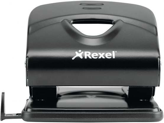 Rexel Value 220 2 Hole Punch, 20 Sheet Capacity, Adjustable Guide Bar, Metal, Black, 2100762 - Image 2