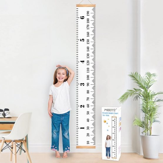 BestMall Baby Growth Chart Canvas Wall Hanging Measuring Rulers for Kids Boys Girls Room Decoration Nursery Removable Height and Growth Chart 7.9 x 79 inch