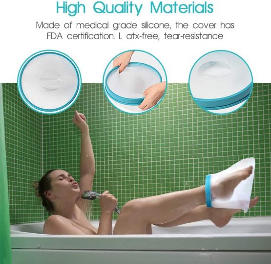 Waterproof Foot Cast Cover for Shower Bath, Foot Protector Adult Keep Ankle Leg Cast Bandage Dry, Watertight Shower Boot Bag for Broken Toe,Wound, Burns,Injuries, Reusable Plaster Seal Tight 11 Inch - Image 3
