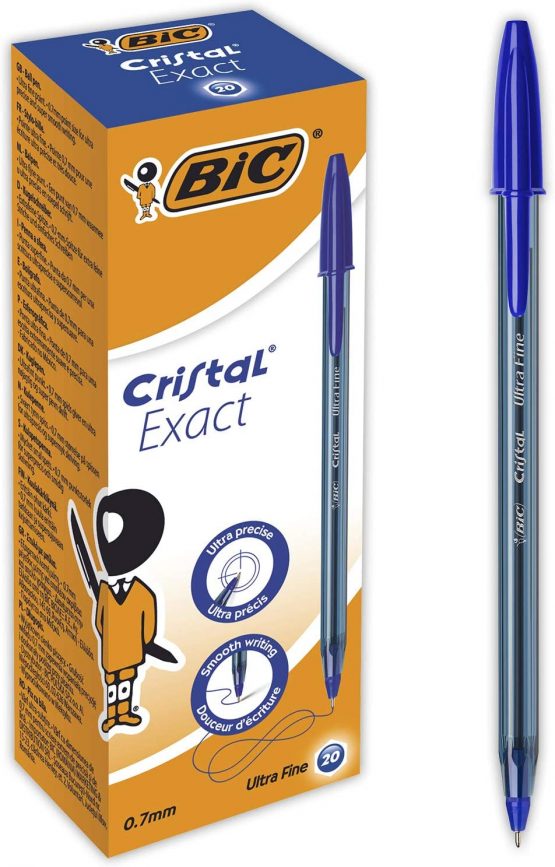 BIC Crystal Exact Fine Point Pens (0.7 mm) - Blue, Box of 20