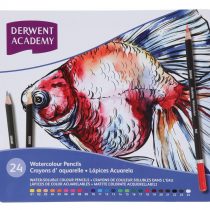 Derwent 2301942 Academy Watercolour Colouring Pencils, Set of 24, High Quality, Multicolor