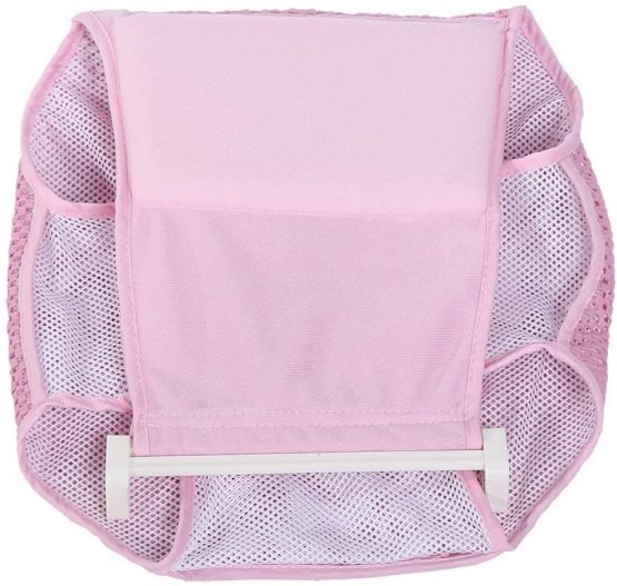 Newborn Infant Bath Net Safety Bathtub Seat Support Net Cross Shape Adjustable Mat Pad Baby Toddle Shower Cradle Cotton (Color : Pink)