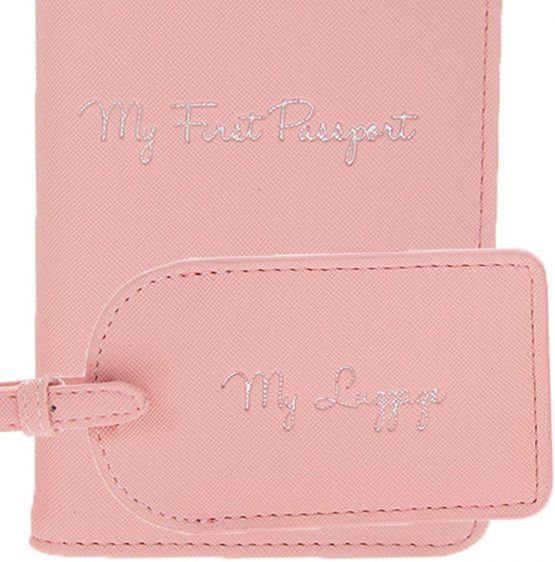 My First Passport Cover & Luggage Tag Travel Set - Pink - Image 3
